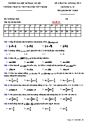 Đề kiểm tra môn Đại số 9 - Chương II, III